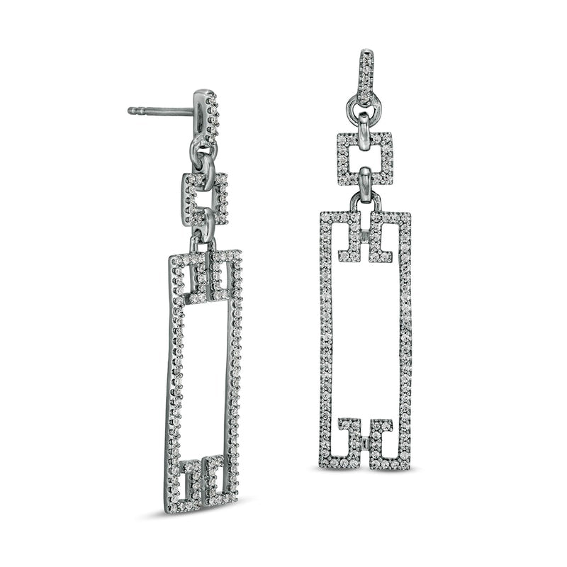 0.75 CT. T.W. Diamond Geometric Drop Earrings in 10K White Gold