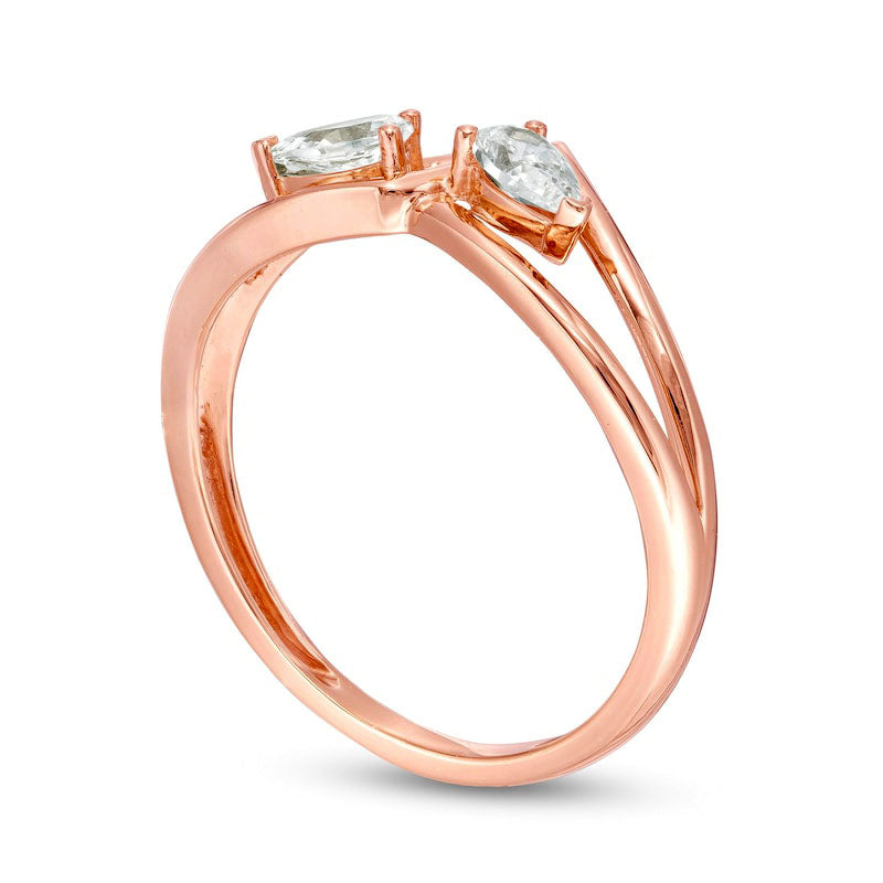 0.33 CT. T.W. Pear-Shaped Natural Diamond Double Loop Chevron Ring in Solid 10K Rose Gold