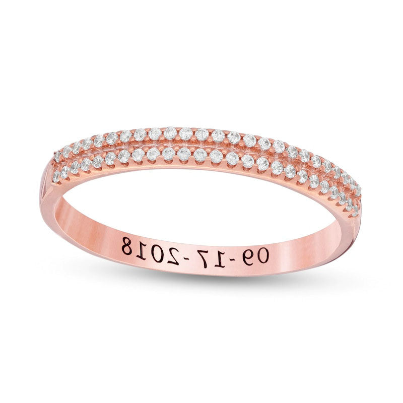 0.17 CT. T.W. Natural Diamond Engravable Double Row Anniversary Band in Solid 10K Rose Gold (1 Line)