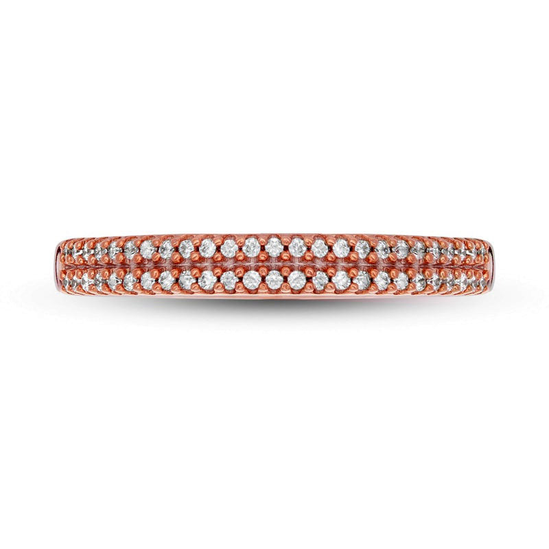 0.17 CT. T.W. Natural Diamond Engravable Double Row Anniversary Band in Solid 10K Rose Gold (1 Line)