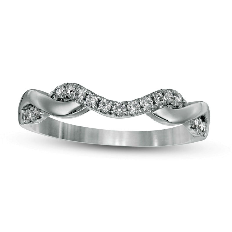 0.20 CT. T.W. Natural Diamond Twist Contour Band in Solid 14K White Gold