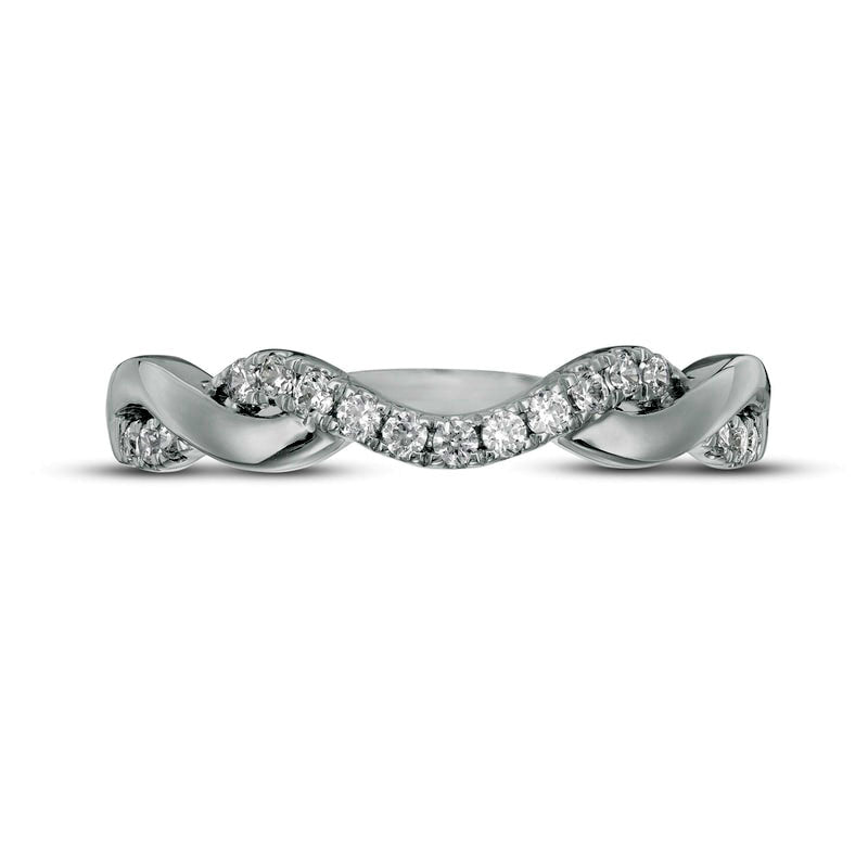 0.20 CT. T.W. Natural Diamond Twist Contour Band in Solid 14K White Gold