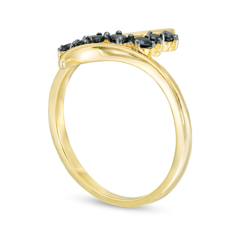 0.25 CT. T.W. Enhanced Black Natural Diamond Curve Bypass Ring in Solid 10K Yellow Gold