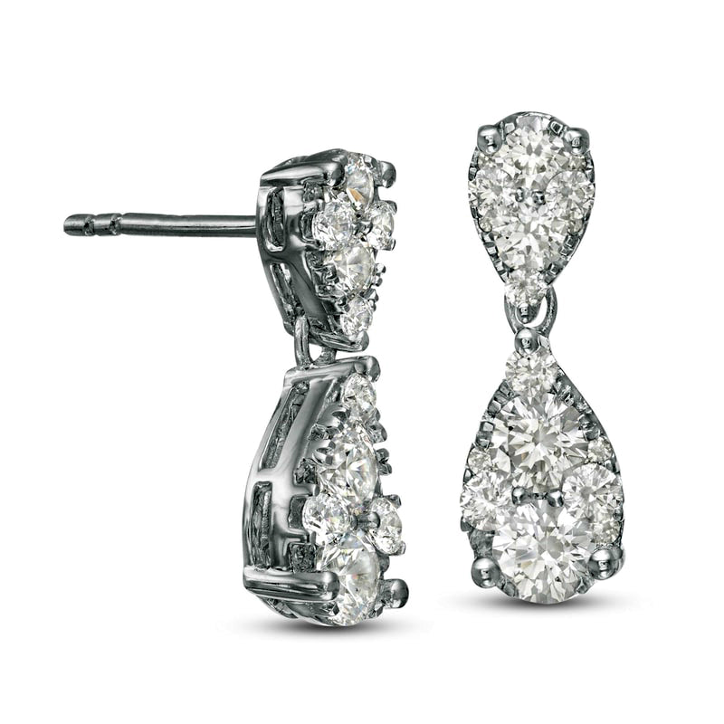 1.5 CT. T.W. Composite Diamond Double Teardrop Earrings in 14K White Gold