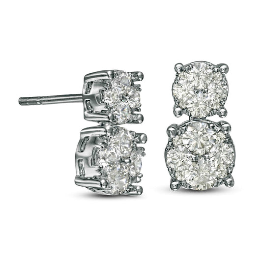 1.5 CT. T.W. Composite Diamond Double Drop Earrings in 14K White Gold