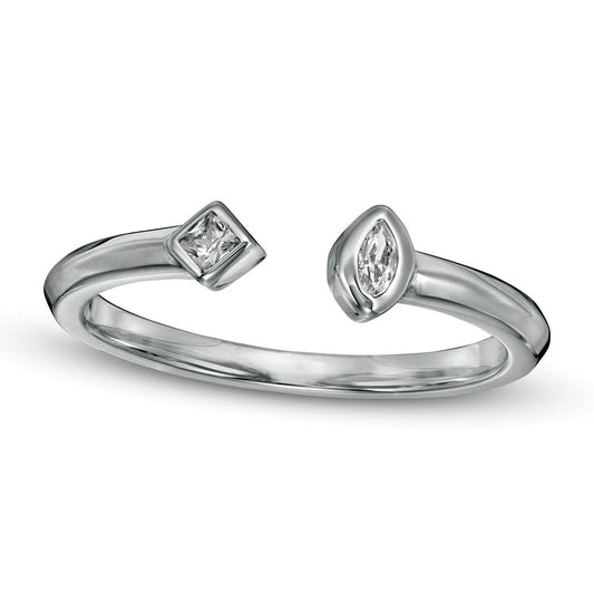 0.10 CT. T.W. Marquise and Princess-Cut Natural Diamond Open Shank Ring in Solid 10K White Gold