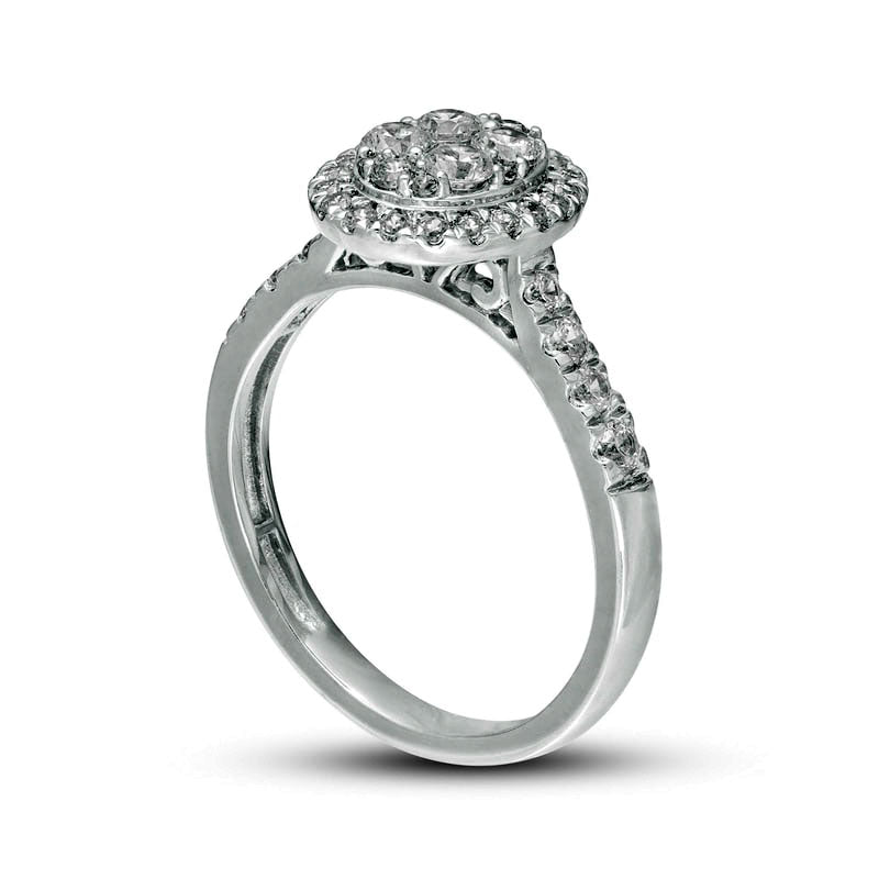 0.75 CT. T.W. Composite Natural Diamond Oval Frame Engagement Ring in Solid 10K White Gold