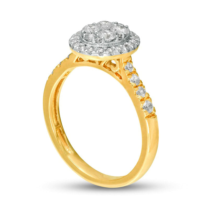 0.75 CT. T.W. Composite Natural Diamond Oval Frame Engagement Ring in Solid 10K Yellow Gold