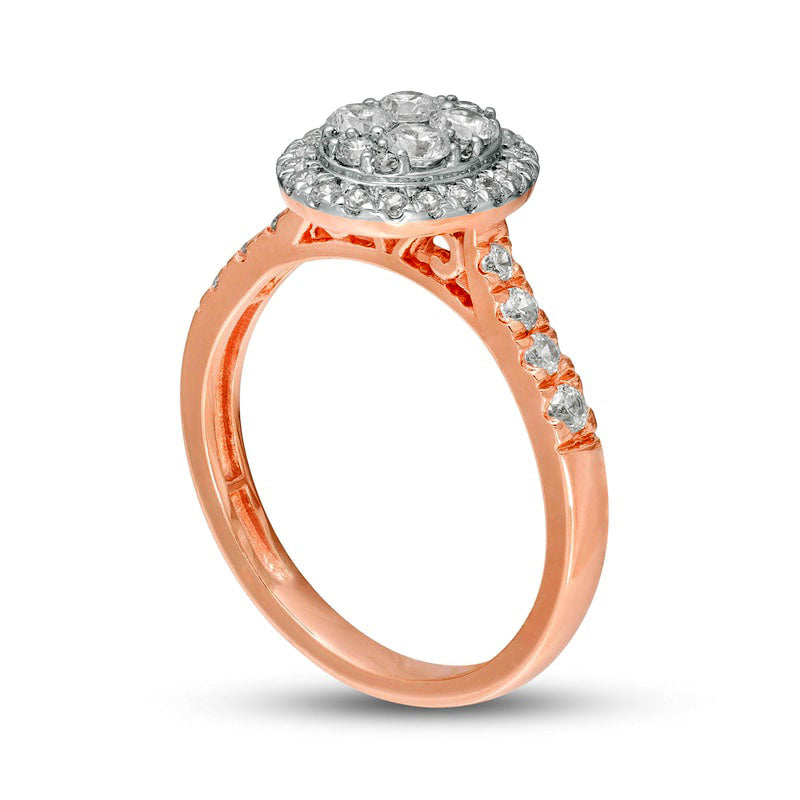 0.75 CT. T.W. Composite Natural Diamond Oval Frame Engagement Ring in Solid 10K Rose Gold