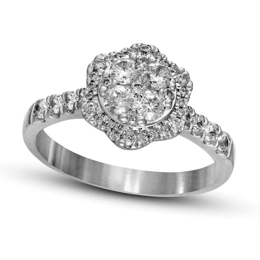 0.75 CT. T.W. Composite Natural Diamond Scallop Frame Engagement Ring in Solid 10K White Gold