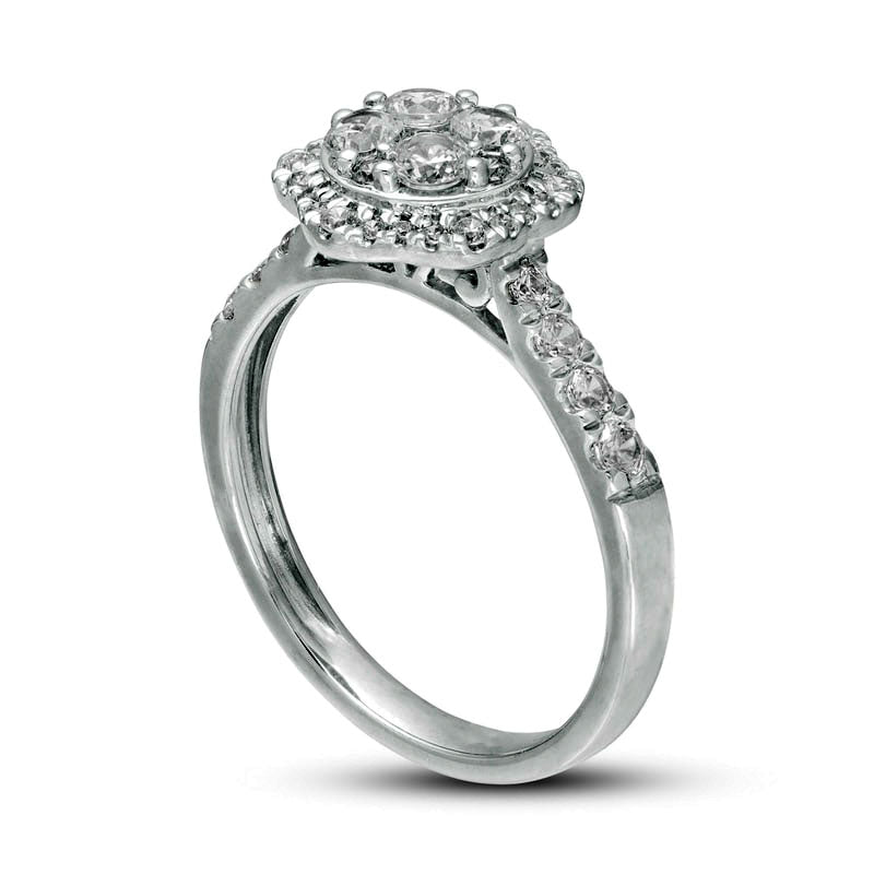 0.75 CT. T.W. Composite Natural Diamond Scallop Frame Engagement Ring in Solid 10K White Gold