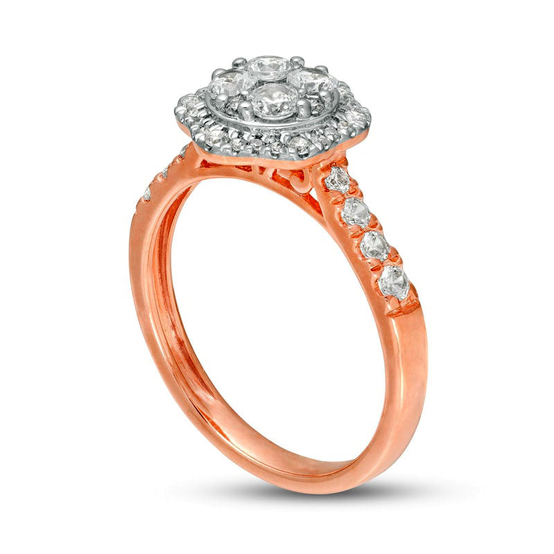 0.75 CT. T.W. Composite Natural Diamond Scallop Frame Engagement Ring in Solid 10K Rose Gold