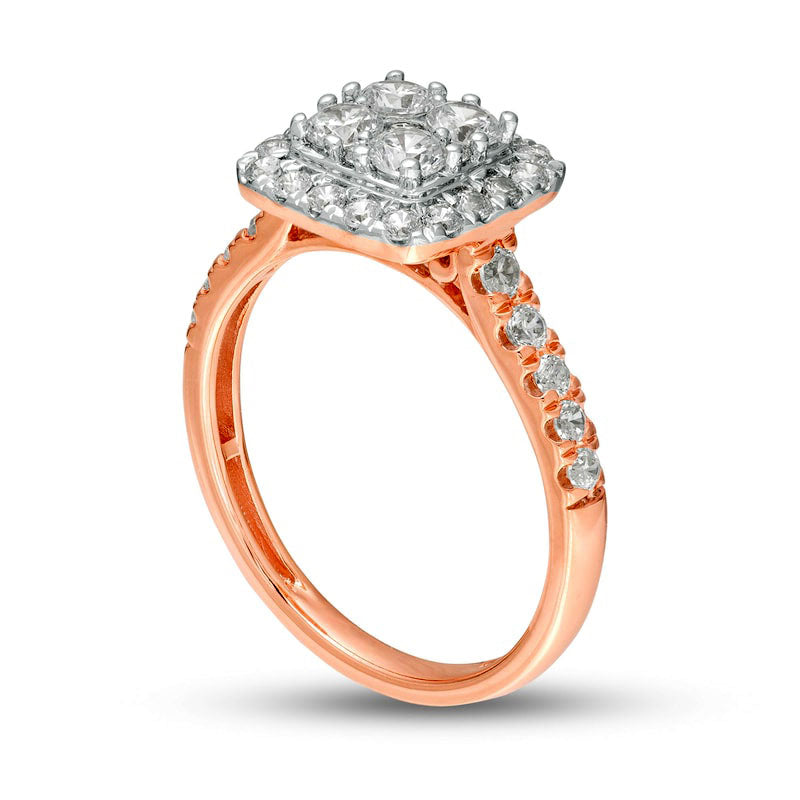 1.0 CT. T.W. Composite Natural Diamond Cushion Frame Engagement Ring in Solid 10K Rose Gold