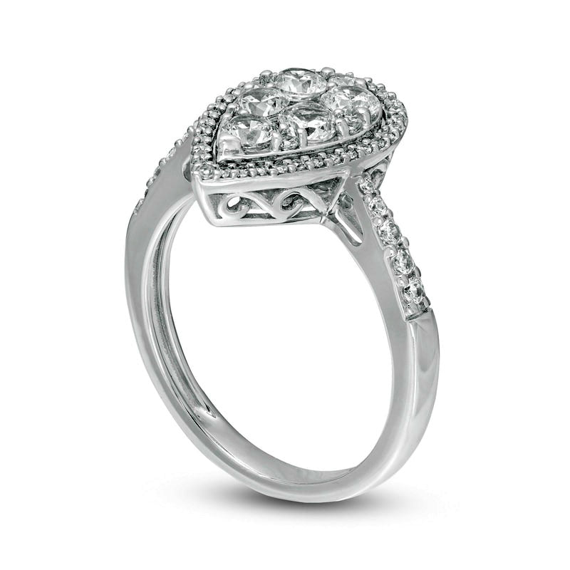 1.0 CT. T.W. Composite Natural Diamond Pear-Shaped Frame Engagement Ring in Solid 10K White Gold