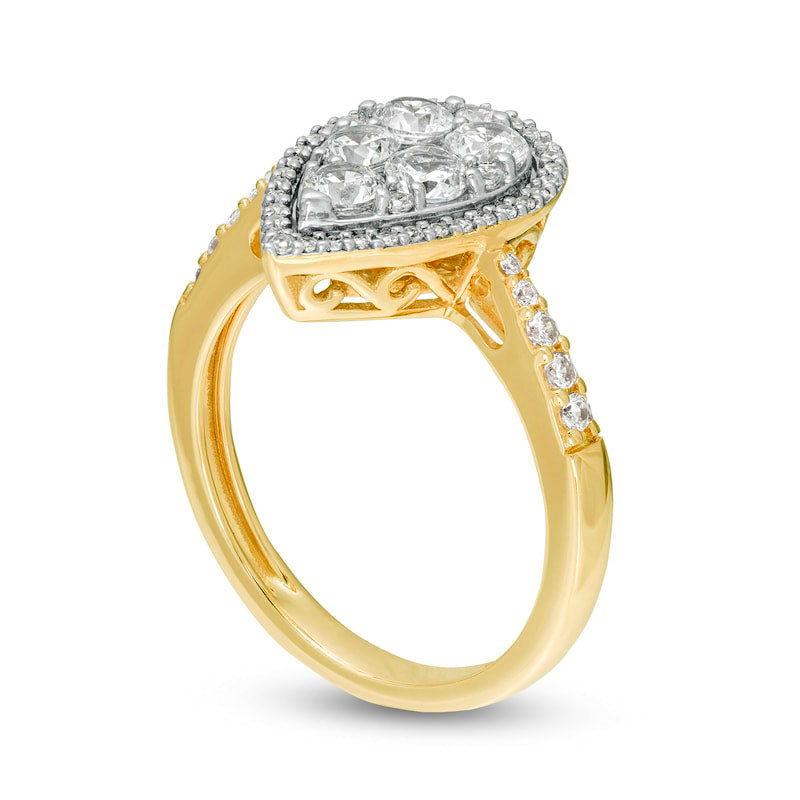 1.0 CT. T.W. Composite Natural Diamond Pear-Shaped Frame Engagement Ring Solid 10K Yellow Gold