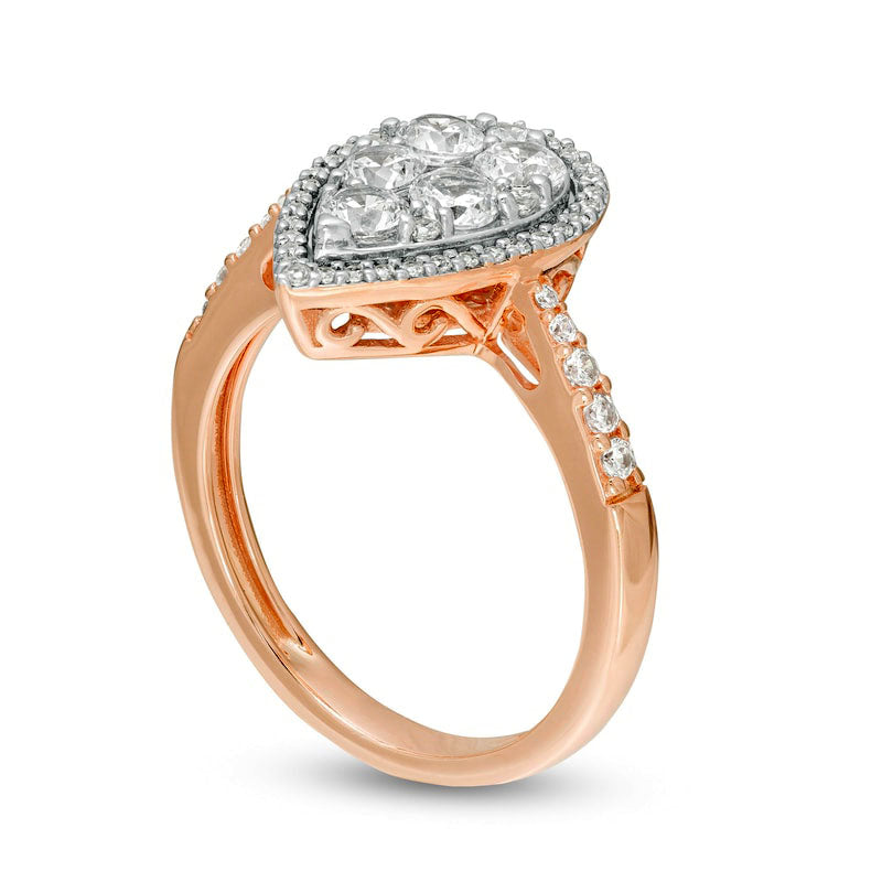 1.0 CT. T.W. Composite Natural Diamond Pear-Shaped Frame Engagement Ring in Solid 10K Rose Gold