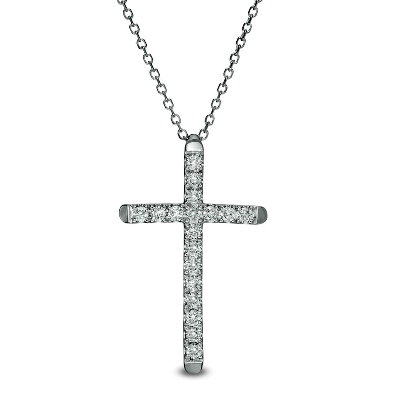 0.25 CT. T.W. Certified Natural Diamond Cross Pendant in 14K White Gold (H/I1)