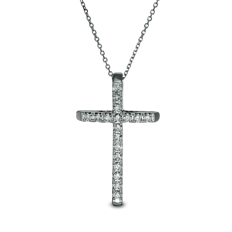 0.5 CT. T.W. Certified Natural Diamond Cross Pendant in 14K White Gold (H/I1)