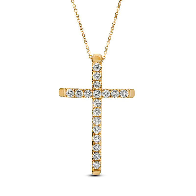 1 CT. T.W. Certified Natural Diamond Cross Pendant in 14K Gold (H/I1)