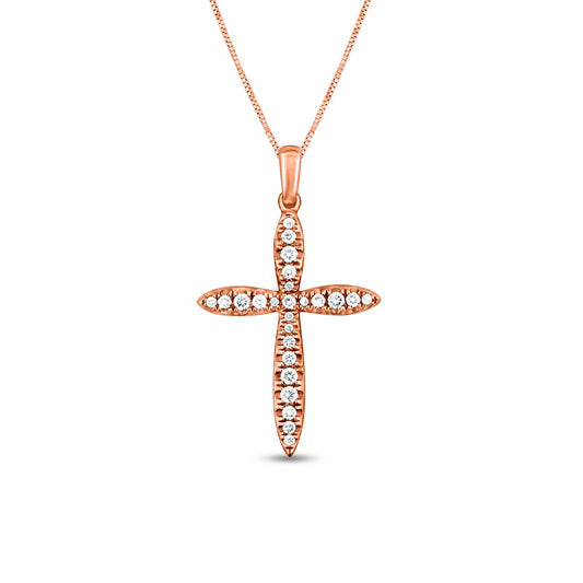 0.33 CT. T.W. Natural Diamond Tapered Cross Pendant in 10K Rose Gold