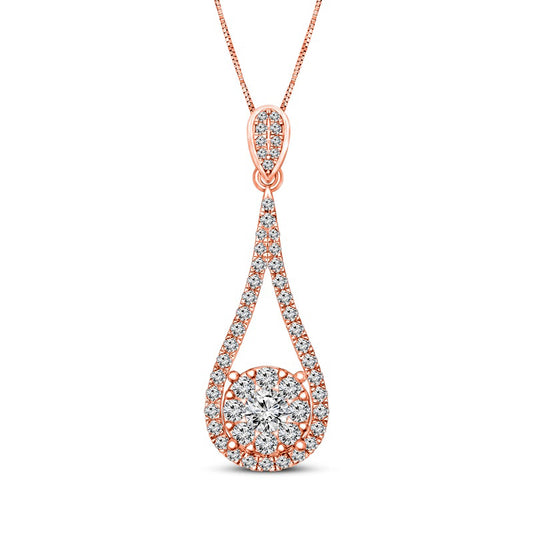 0.5 CT. T.W. Natural Diamond Teardrop Pendant in 10K Rose Gold