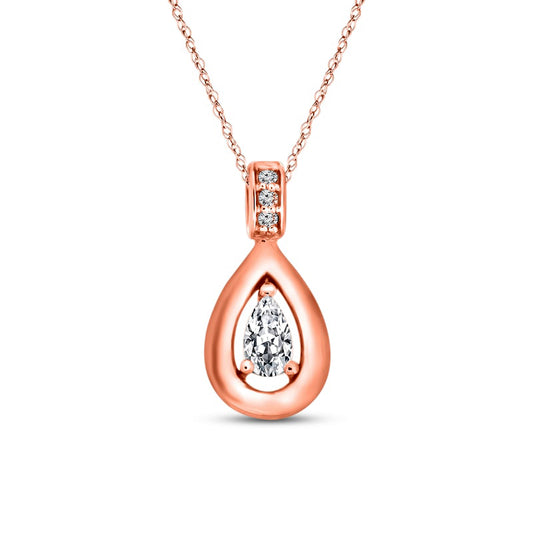 0.1 CT. T.W. Pear-Shaped Natural Diamond Pendant in 10K Rose Gold