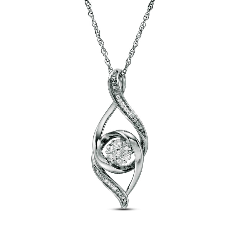 0.05 CT. T.W. Natural Diamond Flame Pendant in Sterling Silver