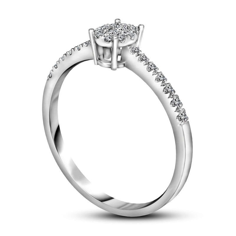 0.13 CT. T.W. Composite Natural Diamond Oval Frame Promise Ring in Solid 10K White Gold