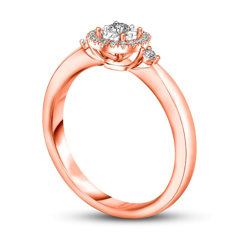 0.20 CT. T.W. Natural Diamond Frame Engagement Ring in Solid 10K Rose Gold