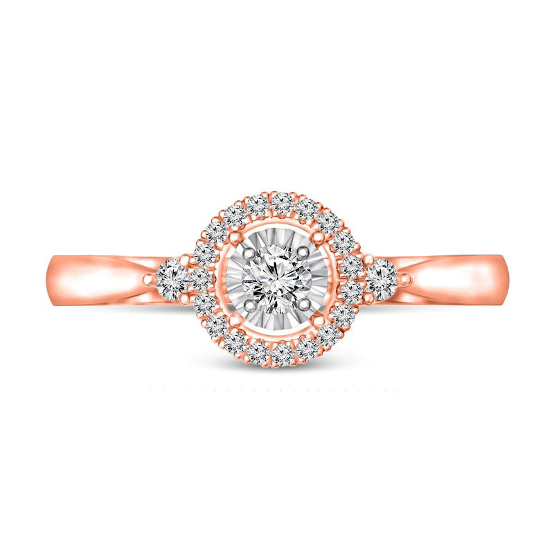 0.20 CT. T.W. Natural Diamond Frame Engagement Ring in Solid 10K Rose Gold