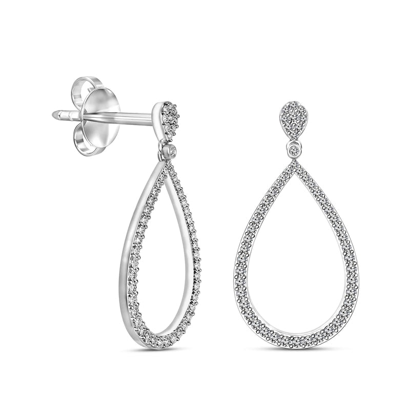 1.5 CT. T.W. Diamond Teardrop Outline Earrings in 10K White Gold