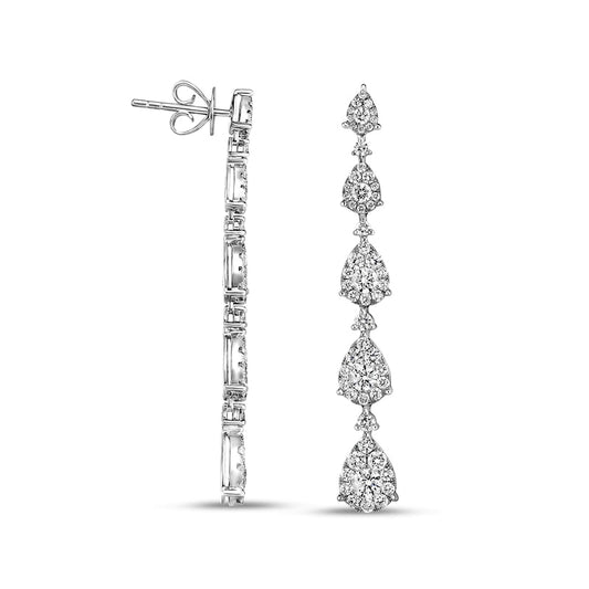 2.2 CT. T.W. Diamond Teardrop Frame Graduated Linear Drop Earrings in 14K White Gold