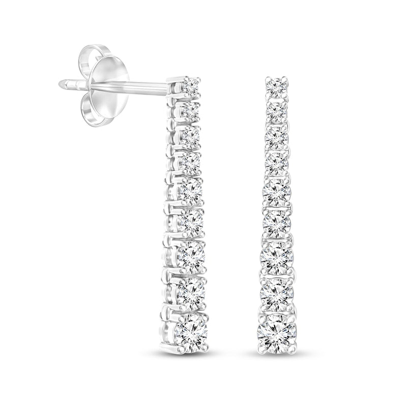 1.63 CT. T.W. Journey Diamond Graduated Drop Earrings in 14K White Gold