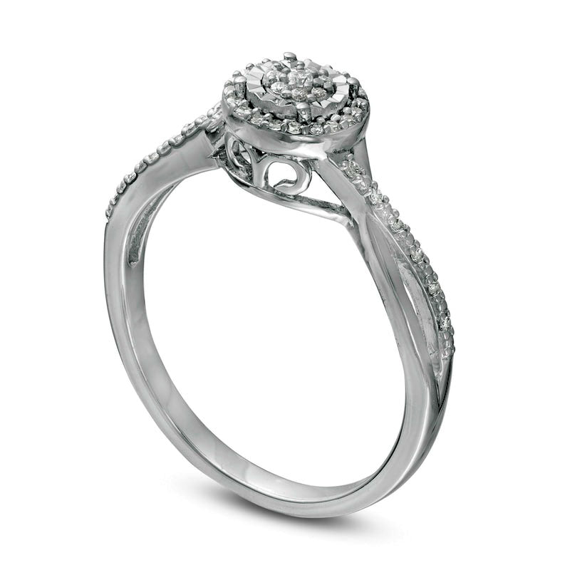 0.13 CT. T.W. Composite Natural Diamond Twist Shank Promise Ring in Solid 10K White Gold