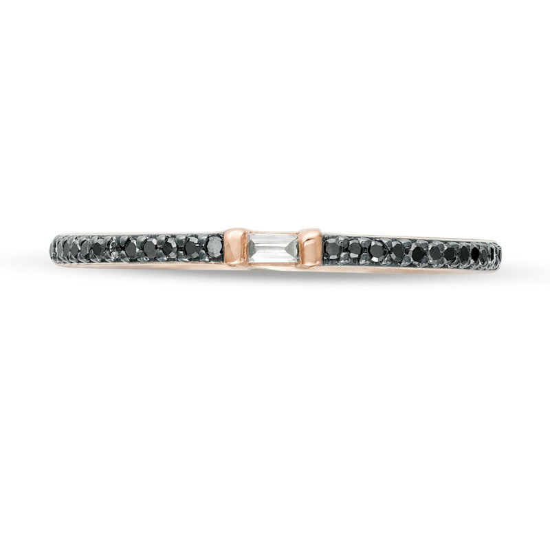 0.10 CT. T.W. Enhanced Black and White Natural Diamond Anniversary Band in Solid 10K Rose Gold