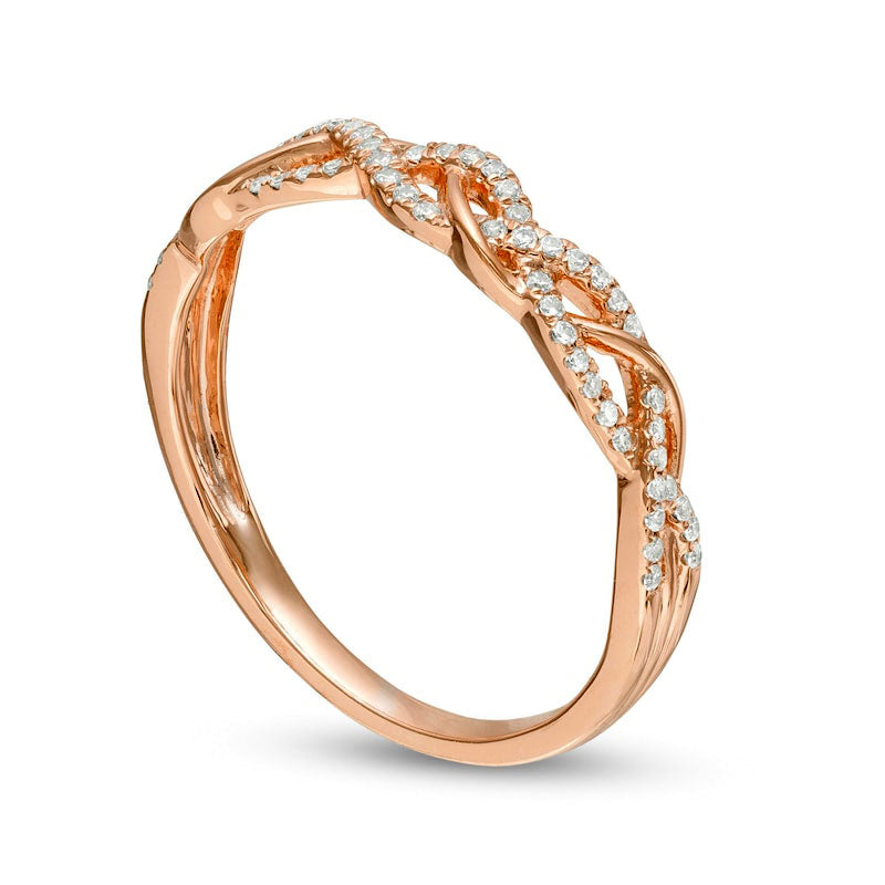 0.17 CT. T.W. Natural Diamond Twist Anniversary Band in Solid 10K Rose Gold