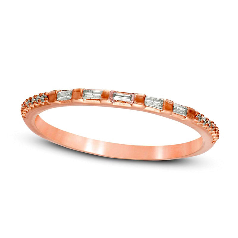 0.13 CT. T.W. Baguette and Round Natural Diamond Anniversary Band in Solid 10K Rose Gold