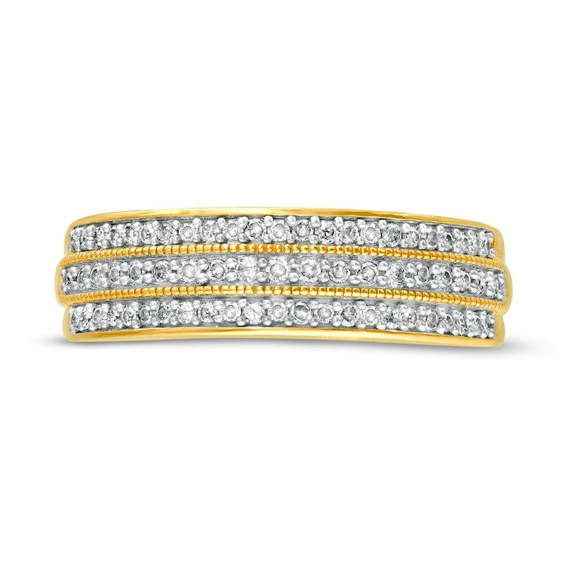 0.33 CT. T.W. Natural Diamond Multi-Row Antique Vintage-Style Band in Solid 10K Yellow Gold