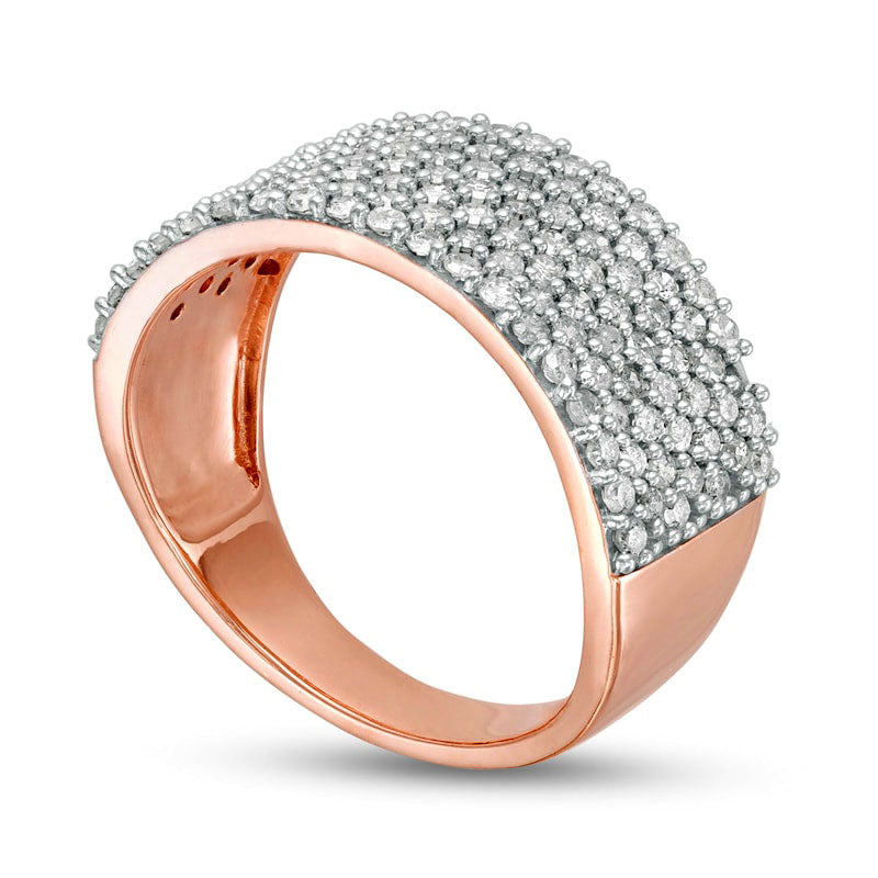 1.0 CT. T.W. Natural Diamond Multi-Row Band in Solid 10K Rose Gold