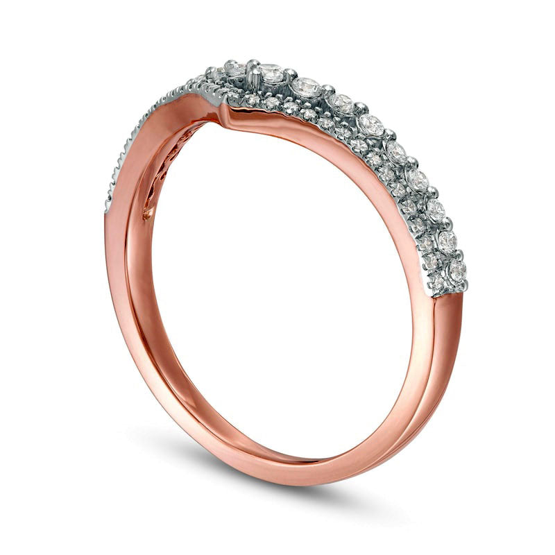 0.25 CT. T.W. Natural Diamond Double Chevron Anniversary Band in Solid 10K Rose Gold