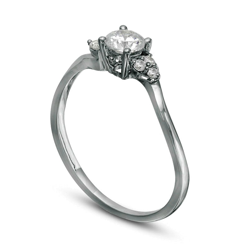 0.33 CT. T.W. Natural Diamond Bypass Tri-Sides Engagement Ring in Solid 10K White Gold