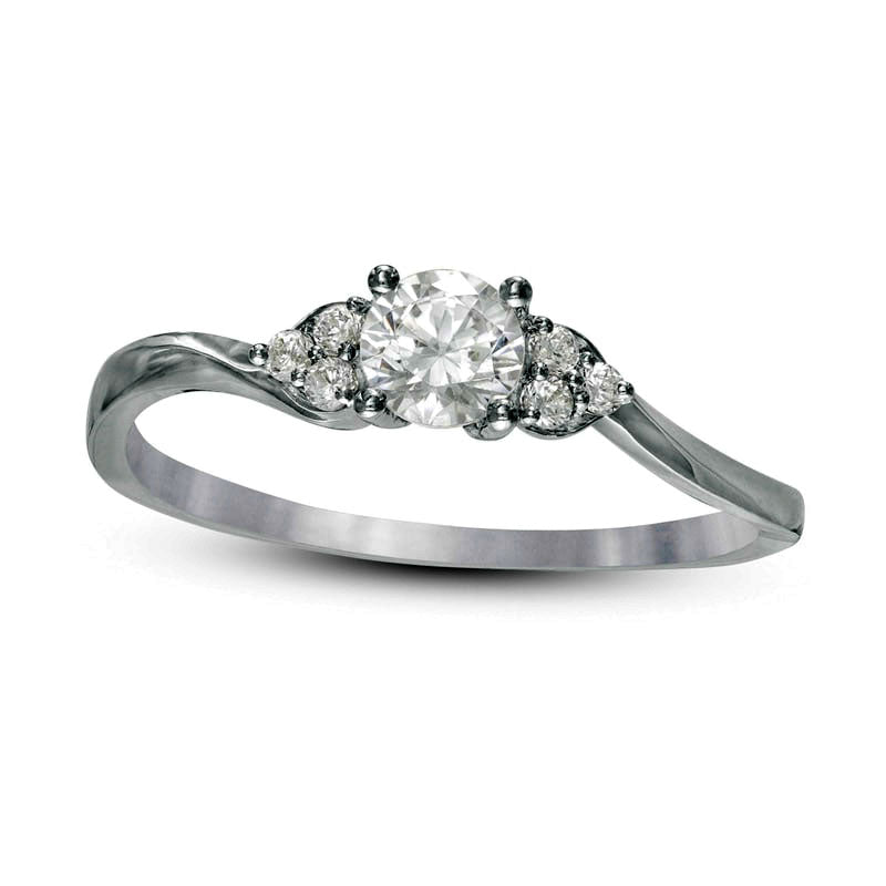 0.33 CT. T.W. Natural Diamond Bypass Tri-Sides Engagement Ring in Solid 10K White Gold