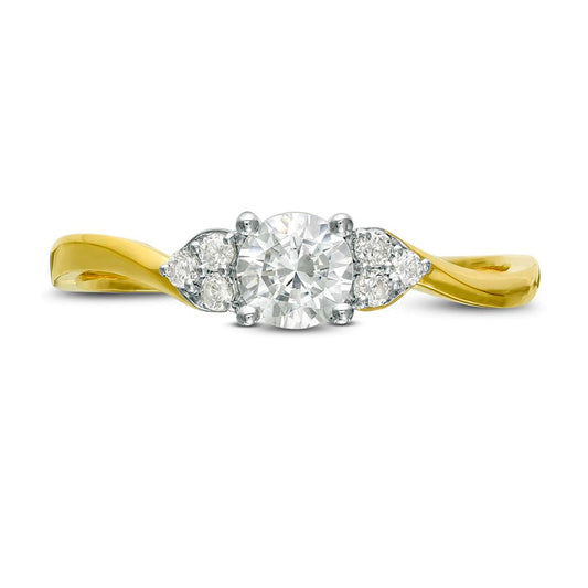 0.33 CT. T.W. Natural Diamond Bypass Tri-Sides Engagement Ring in Solid 10K Yellow Gold