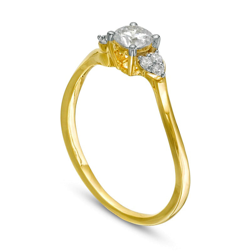 0.33 CT. T.W. Natural Diamond Bypass Tri-Sides Engagement Ring in Solid 10K Yellow Gold