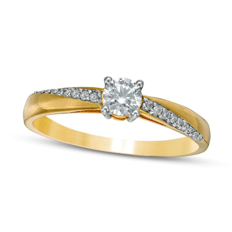 0.33 CT. T.W. Natural Diamond Engagement Ring in Solid 10K Yellow Gold