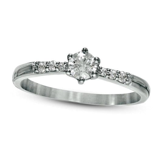 0.33 CT. T.W. Natural Diamond Engagement Ring in Solid 10K White Gold