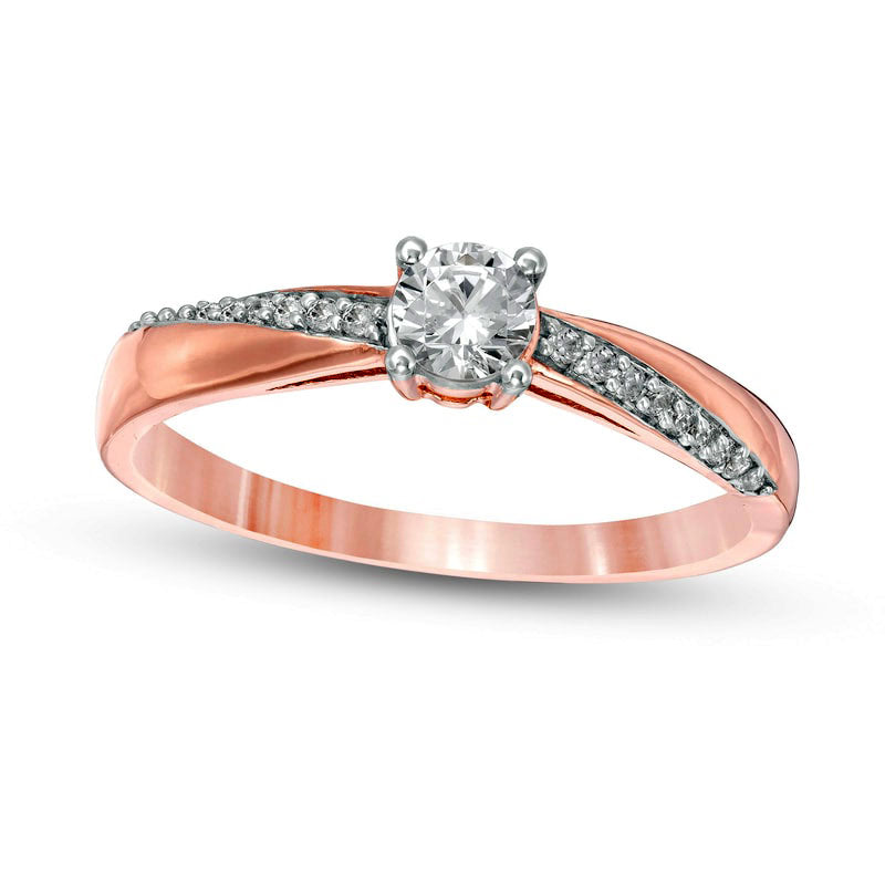 0.33 CT. T.W. Natural Diamond Engagement Ring in Solid 10K Rose Gold