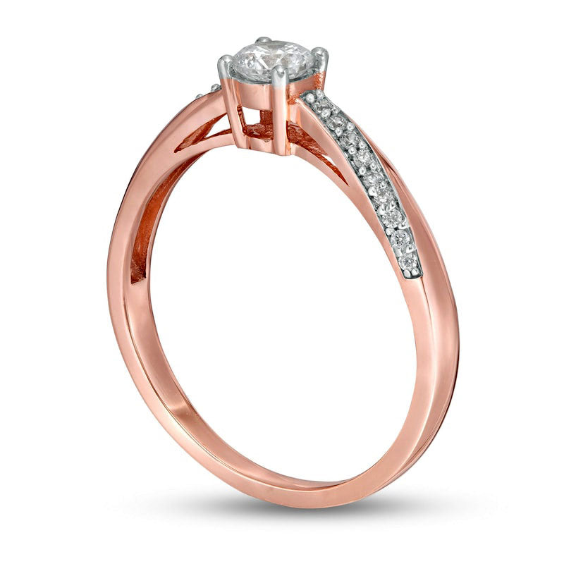 0.33 CT. T.W. Natural Diamond Engagement Ring in Solid 10K Rose Gold