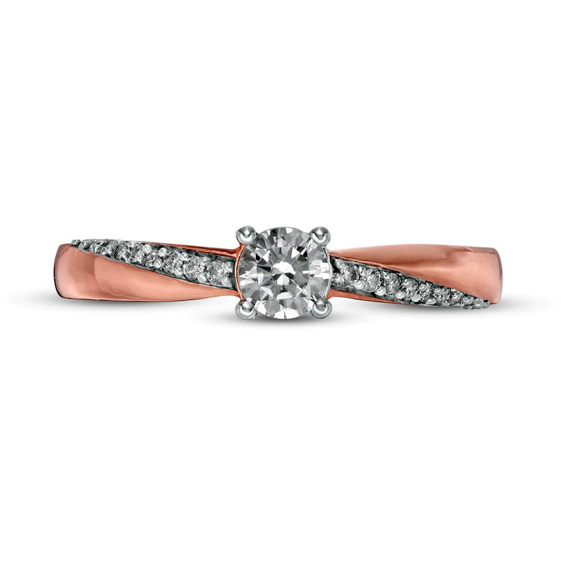 0.33 CT. T.W. Natural Diamond Engagement Ring in Solid 10K Rose Gold