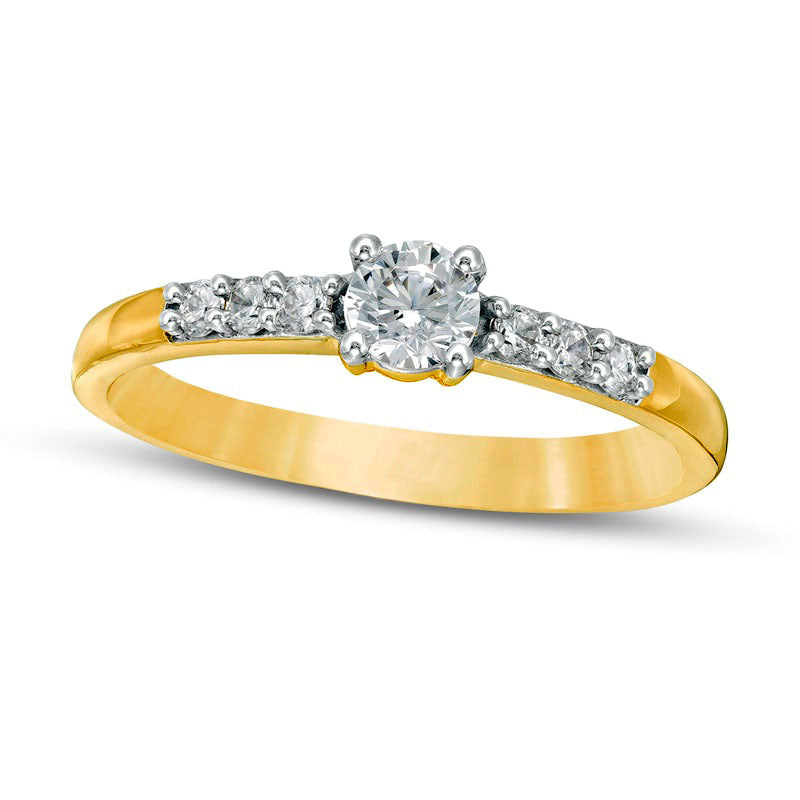 0.33 CT. T.W. Natural Diamond Engagement Ring in Solid 10K Yellow Gold